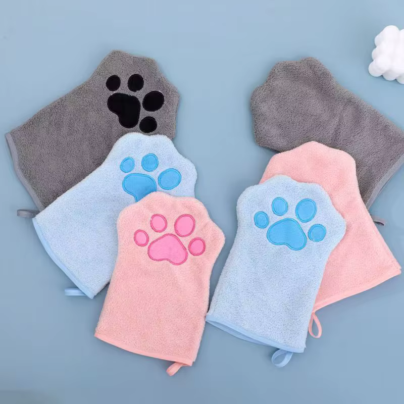 Pet Grooming Glove Quick Drying Dogs Paw Towel Microfiber Double Sided Dogs Grooming Mitt for Medium Small Dogs — image 2