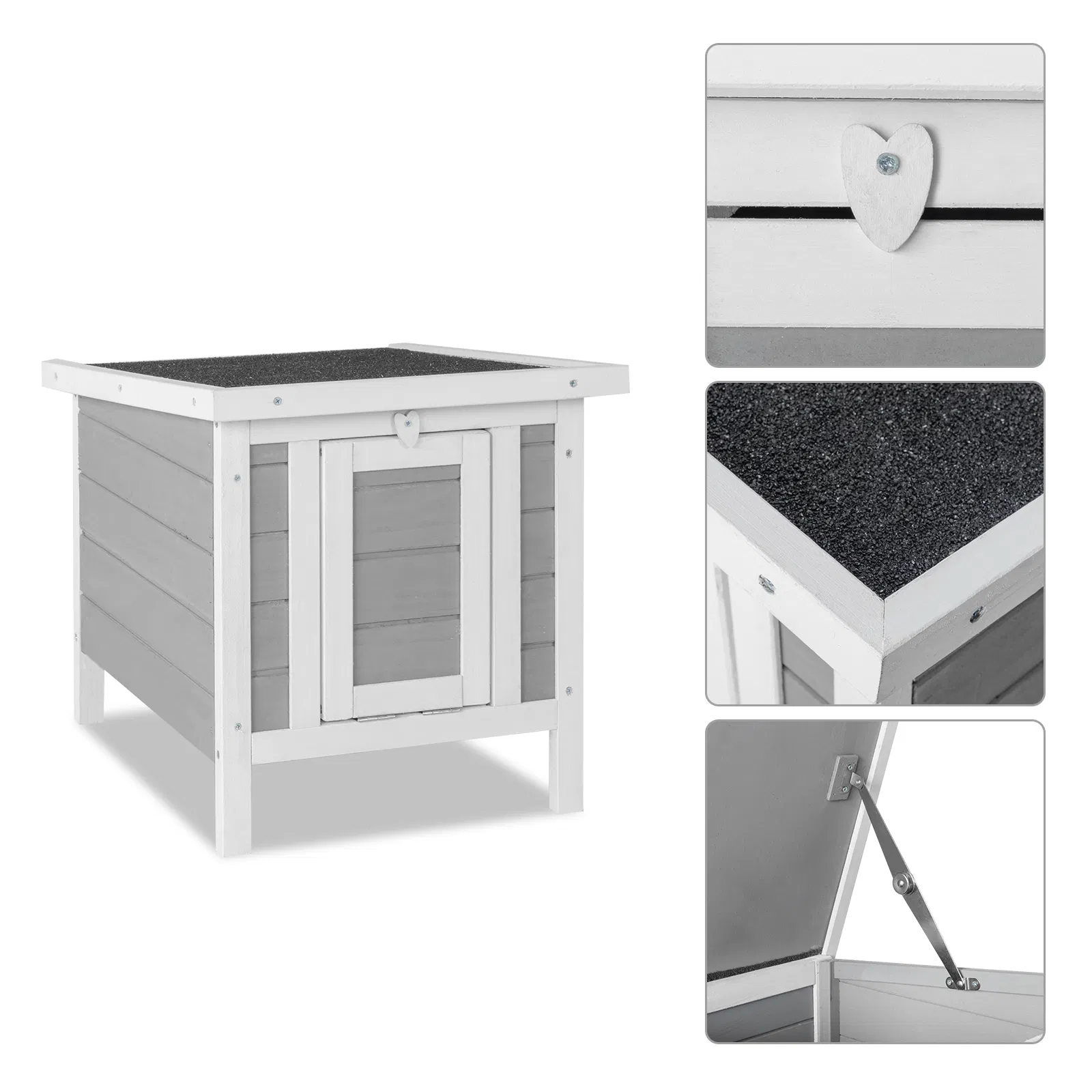 20" Wooden Waterproof Rabbit Hutch Pet Bunny Small Animal House Habitat Gray — image 12