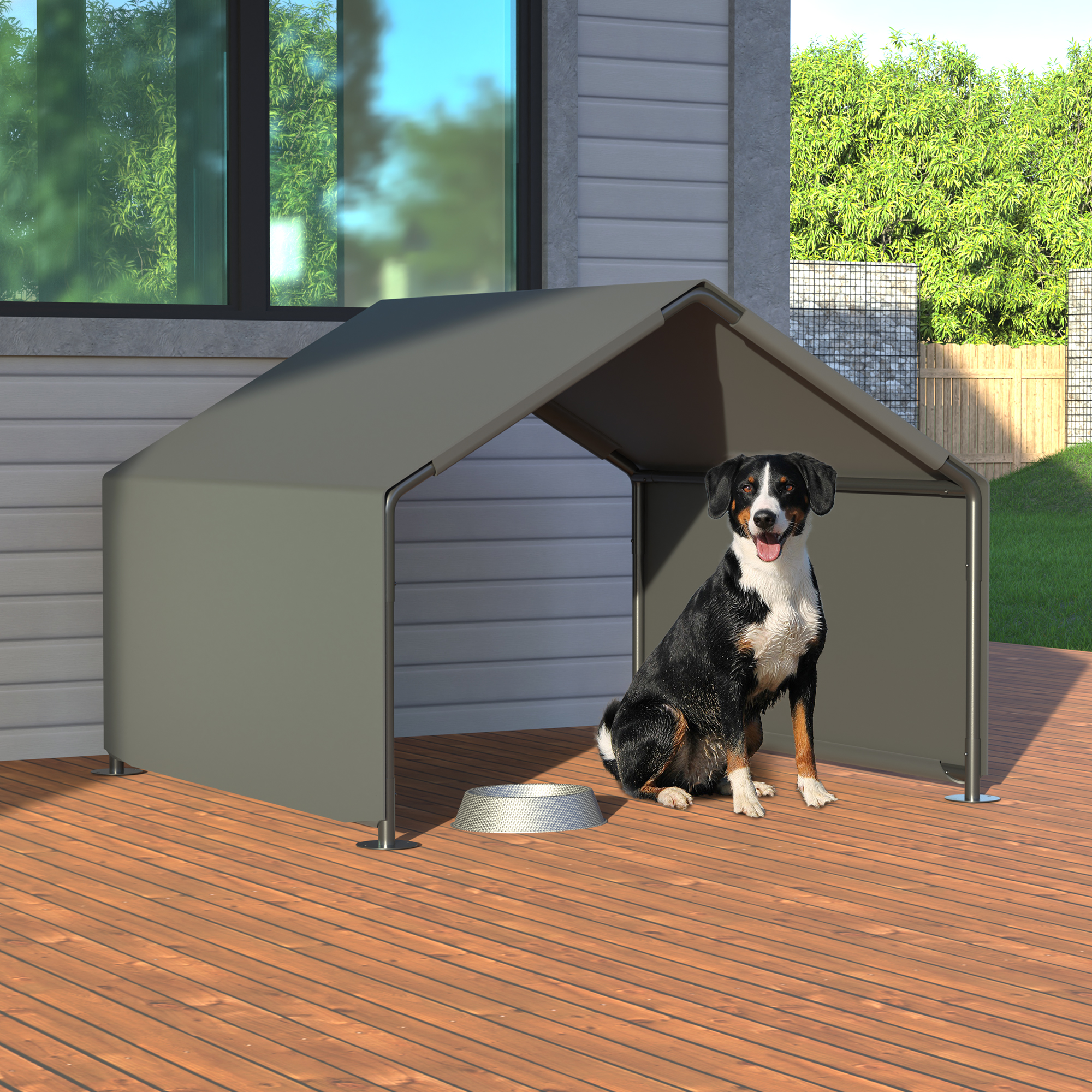 Refugio de Sombra para Perros, Tienda Portátil para Mascotas, Impermeable para Protección contra el Sol y la Lluvia, Exterior, Jardín, Patio, Domicilio Trasero, Gris — imagen 1