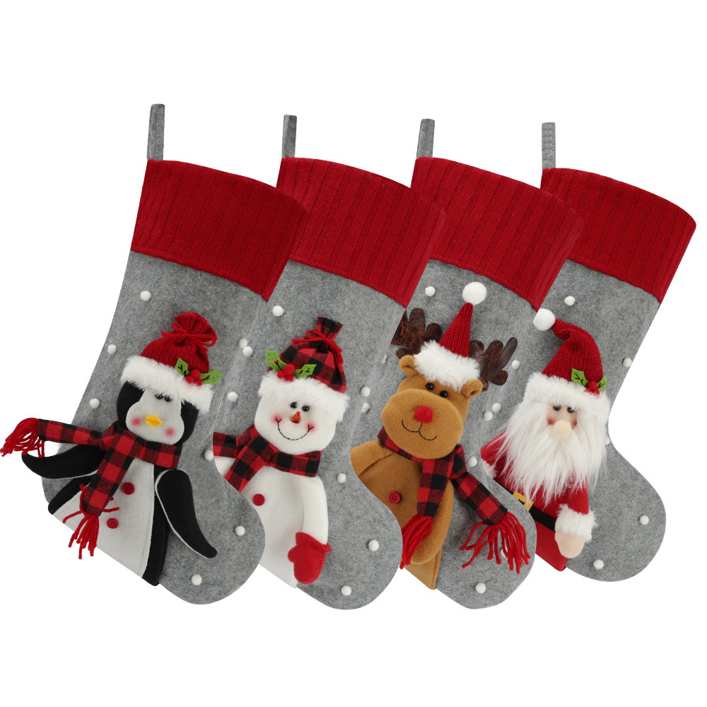 Holiday Socks Creative Cartoon Old Man Snowman Elk Decoration Gift Bag Christmas Home Decoration — image 4