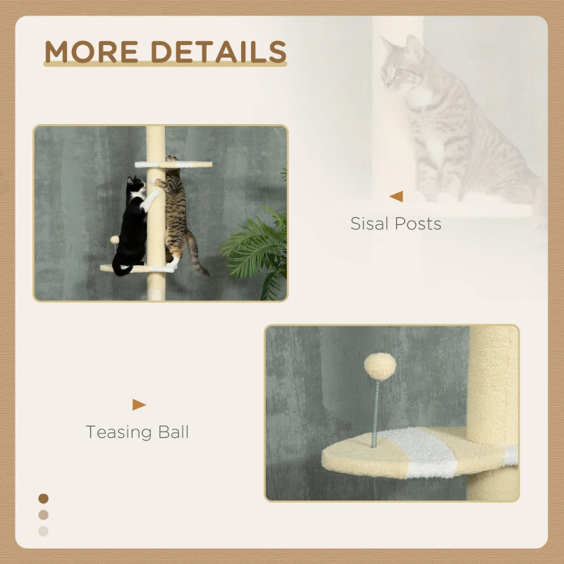 Árbol para Gatos de 4 Niveles del Piso al Techo, Altura Ajustable de 87 a 103 Pulgadas — imagen 8