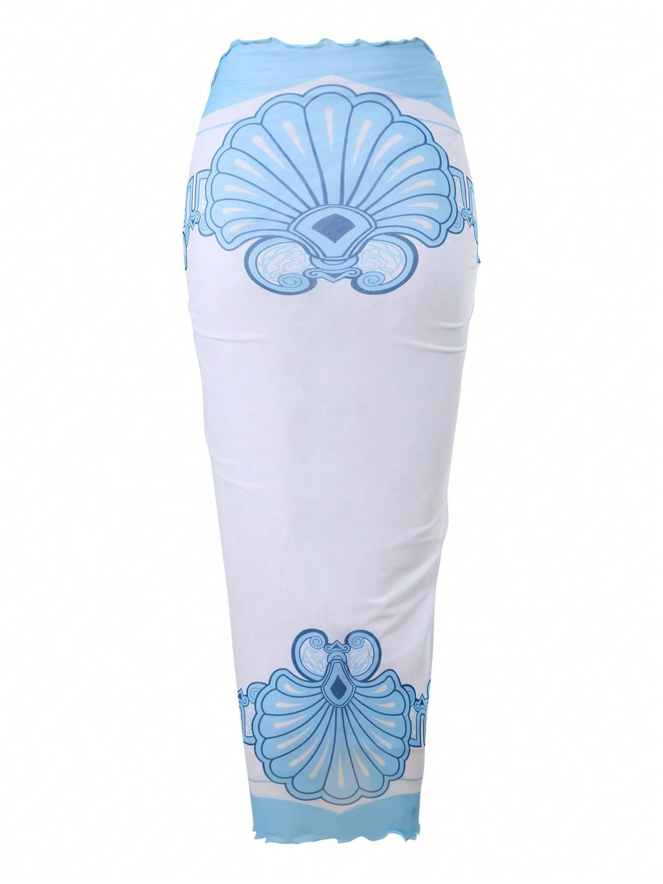 Nuevo Traje de Baño Entero con Decoración de Estrella de Mar 2026 y Falda Cubre-Bikini con Estampado Azul y Blanco, Conjunto de Baño Reductor y Adelgazante para Vacaciones — imagen 5
