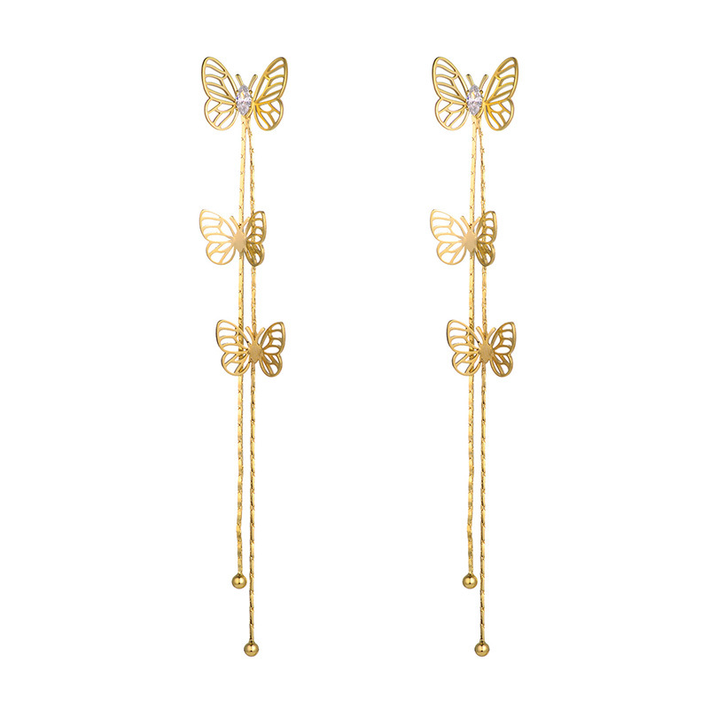 Pulseras de Oído S925 Plateado Super Fairy con Tira Larga y Mariposa Hembra Estudiada, Elegantes y Hermosas — imagen 5