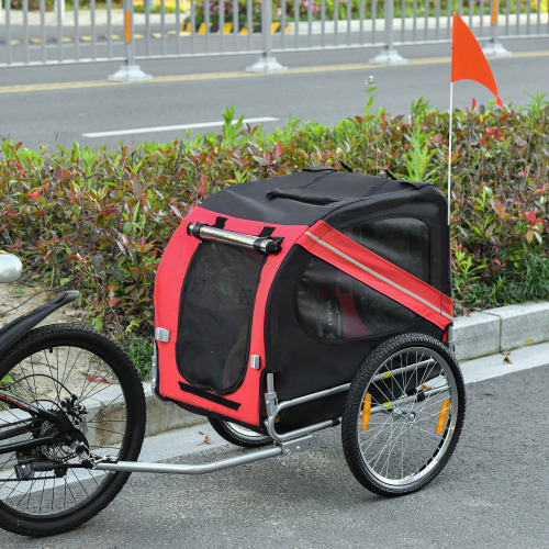 Remolque de bicicleta Aosom para perros, carrito para mascotas, carreta de carga para viajes con 3 entradas, ruedas grandes para todo terreno y malla protectora — imagen 6