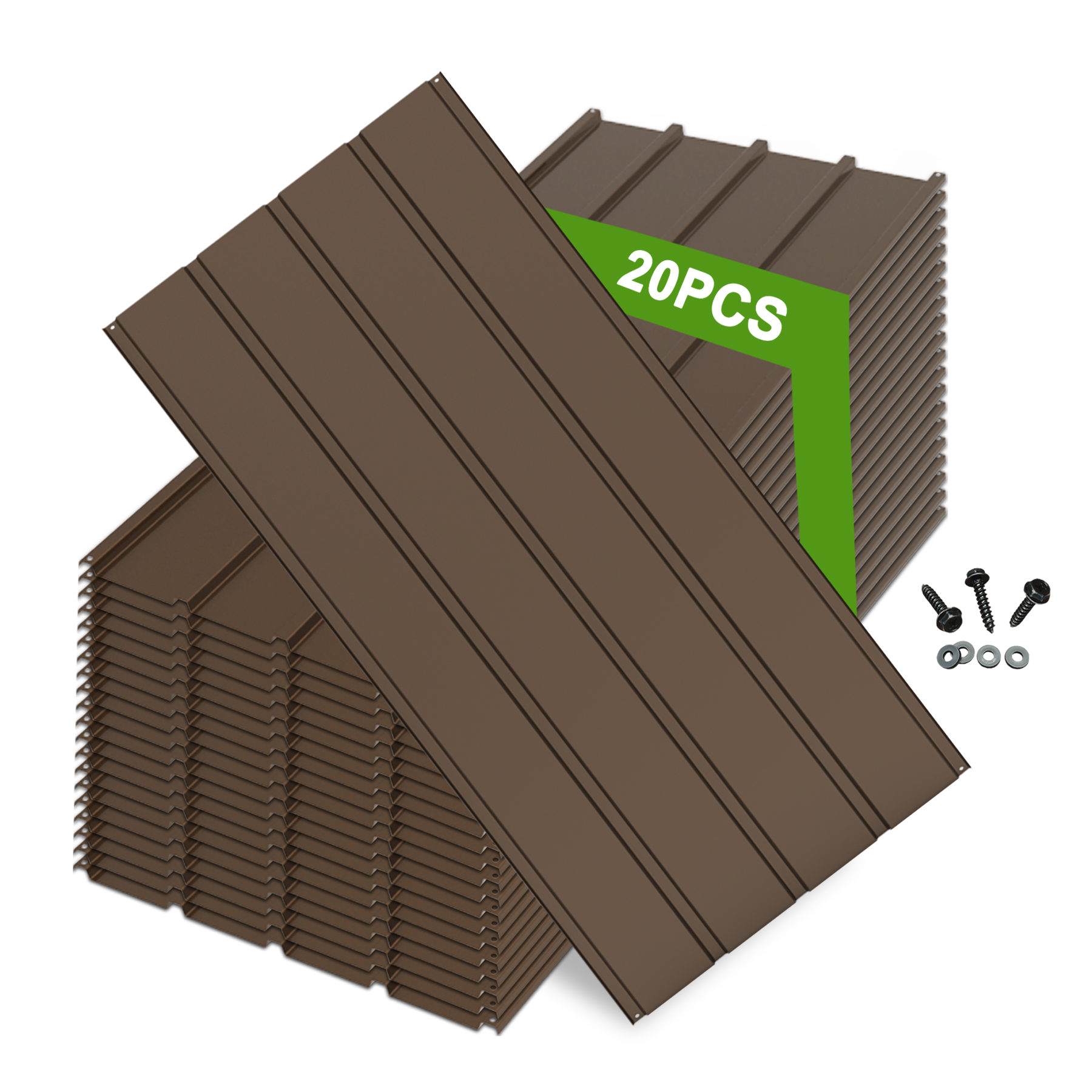 20 Piezas de Paneles Metálicos para Techo, 3.54 Pies x 1.64 Pies, Paneles Galvanizados para Techo, Paneles de Revestimiento Metálico con Tornillos de Acero, para Pérgola, Glorieta, Cobertizo, Almacenamiento Exterior, Gallinero, Patio y Garajes - Marrón — imagen 4
