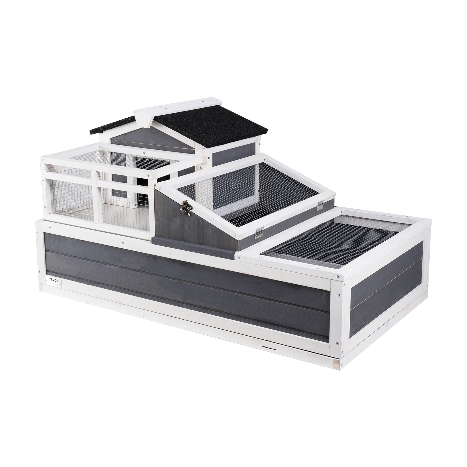 Hábitat de Tortuga Casa de Madera para Tortugas Interior y Exterior 3-Camaras 44x25,6x24 pulgadas — imagen 2