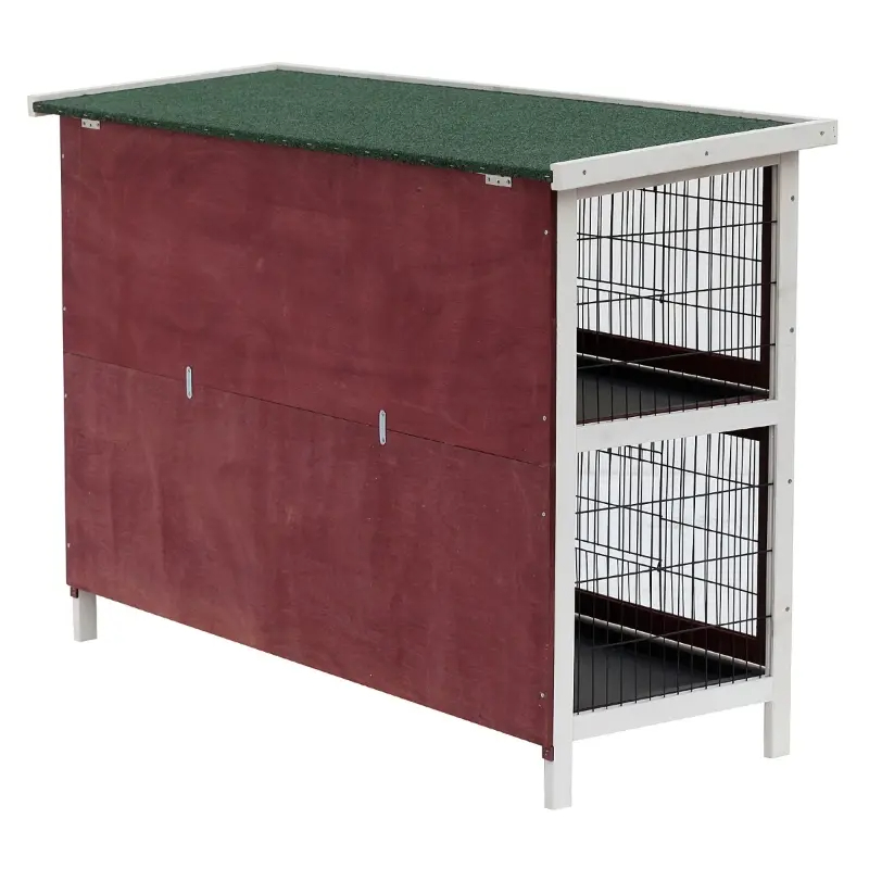 Conejera Grande de 2 Niveles de 54", Casa para Mascotas, Hábitat para Animales Pequeños con Puertas con Cerradura — imagen 13