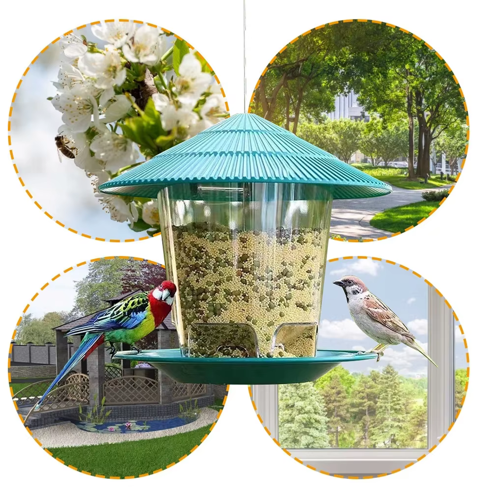 Herramienta para alimentar pájaros Colador de comidas para pájaros al aire libre con múltiples agujeros y contenedor para alimentos — imagen 6