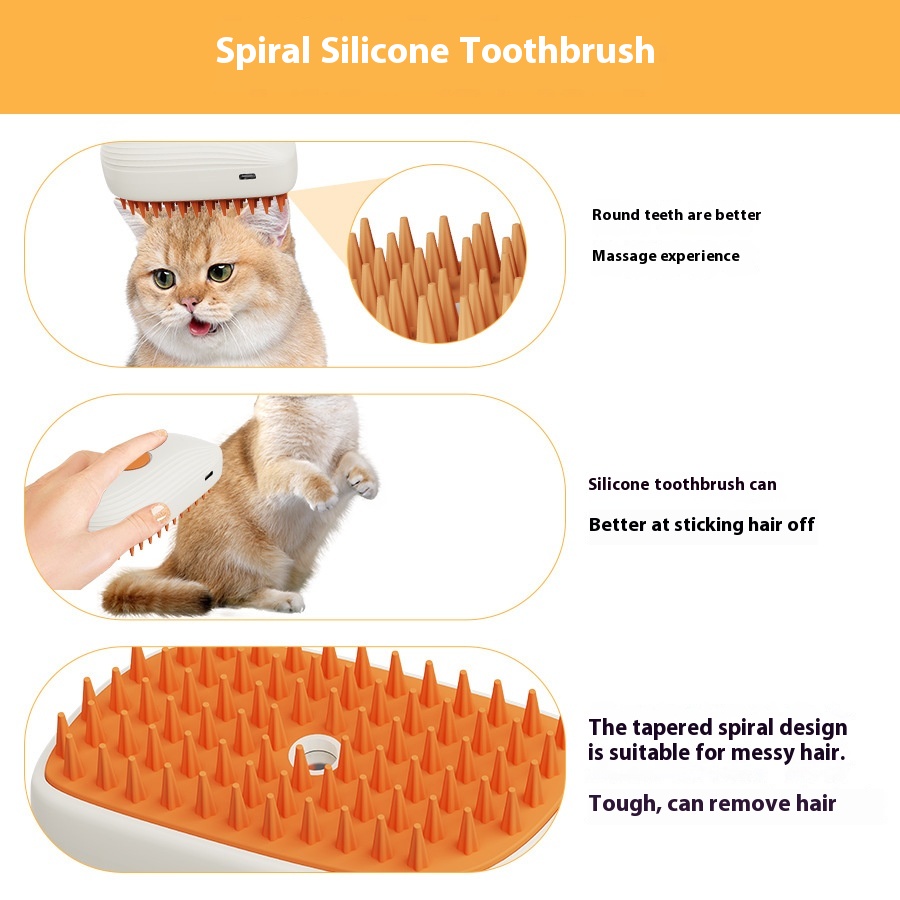 USB Rechargeable Pets Steam Brush Spray Massage Comb Pet Grooming Tools Cat Steam Comb Pet Products — image 3