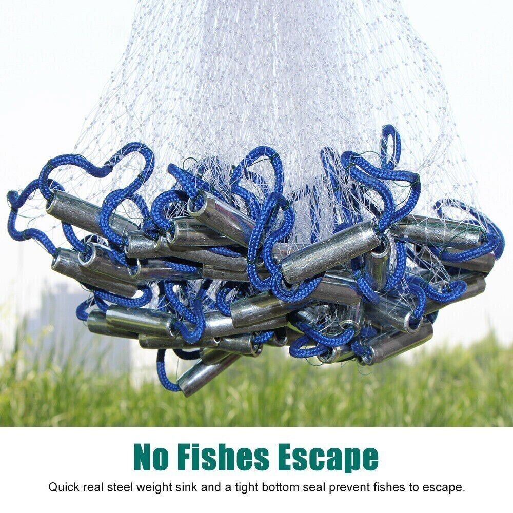 Red de Pescar para Cazar con Red de Pesca Manual Fácil Lanzamiento Fuerte Malla Nylon USA — imagen 10
