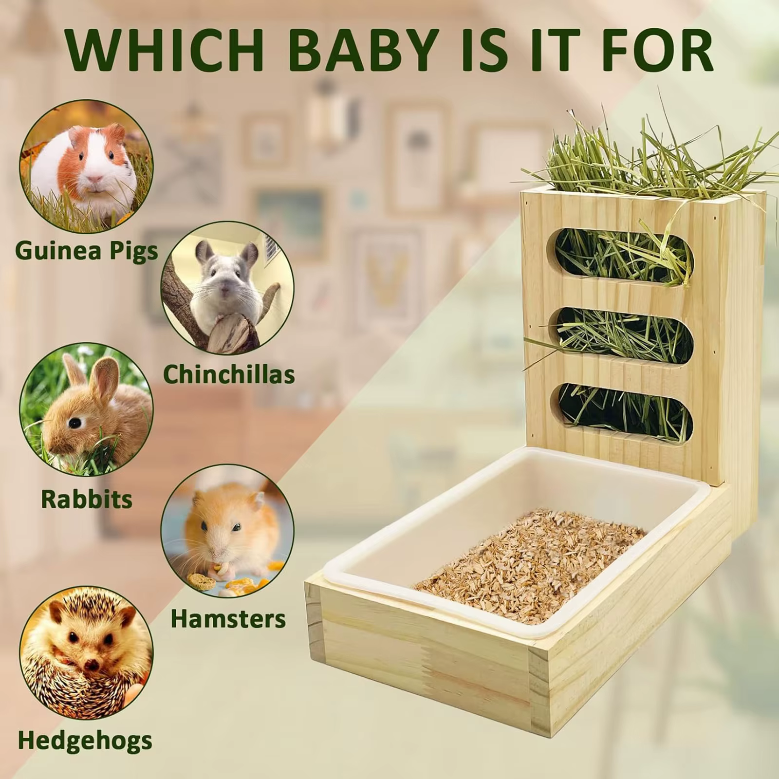 Rabbit Hay Feeder with Litter Box Hay Rack Feeder Small Animal Hay Holder for Hamster Bunny Small Animals Chinchilla Guinea Pig — image 1