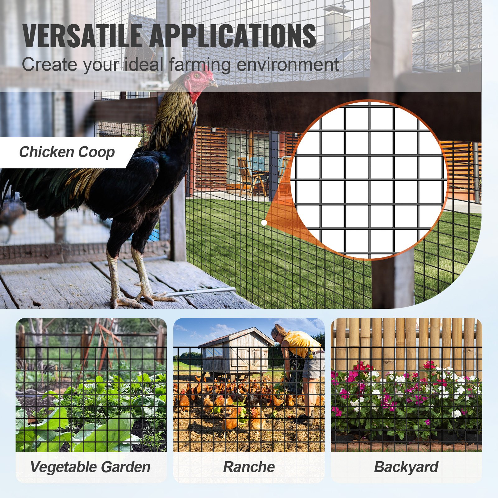 Hardware Cloth, 48'' X 50' Galvanized Wire Mesh Roll, 19 Gauge Chicken Wire Fence Roll, Vinyl Coating Metal Wire Mesh For Chicken Coop Barrier, Rabbit Snake Fences, Poultry Enclosures — imagen 6