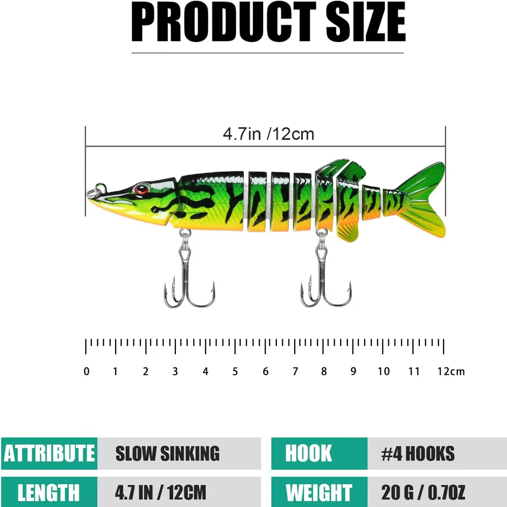 ANFS Fishing Lures for Bass Trout Multi Jointed Swimbaits Slow Sinking Bionic Swimming Lures Bass Freshwater Saltwater Bass — image 4