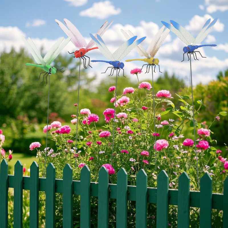 12pcs Dragonfly Hat Clips: realistic garden stake-style 3D outdoor decorative lures — image 6