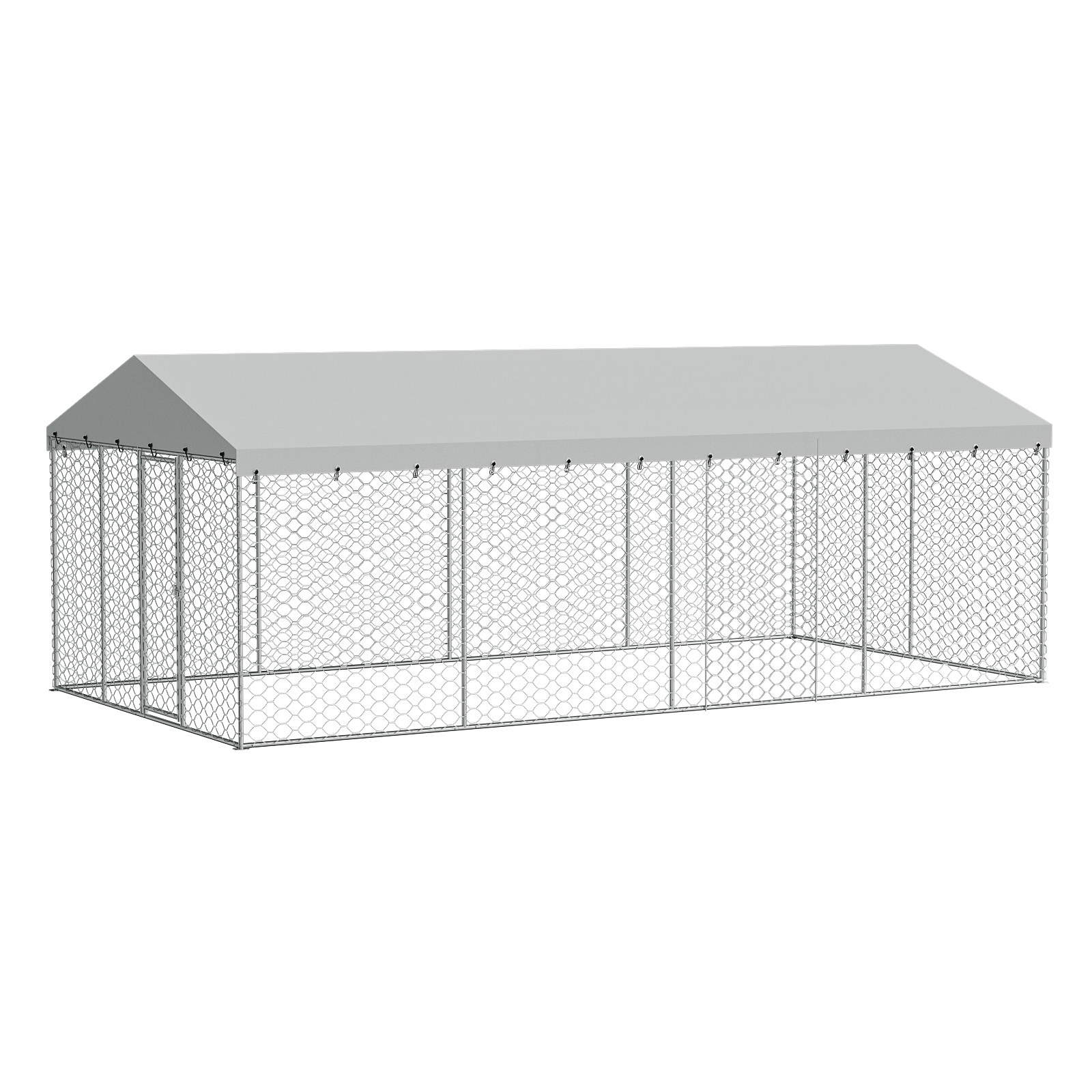 Casa de Perro Al Aire Libre Grande con Techo, Estructura de Acero Galvanizado Resistente, Cubierta Impermeable, Protección Toda el Tiempo, Jaula Segura para Perros Grandes, Multiple Animales — imagen 10