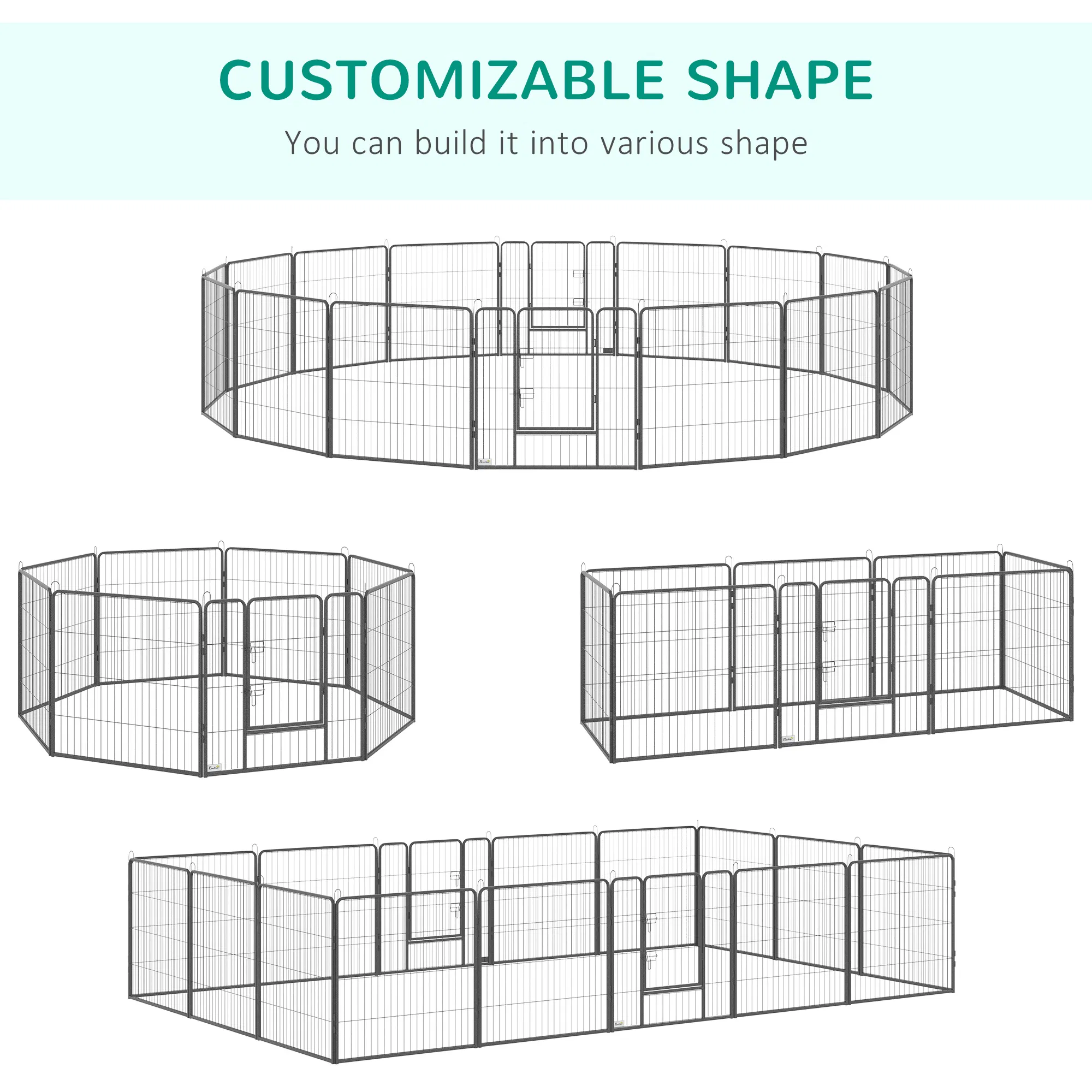 Heavy Duty Pet Playpen, 16 Panels Steel Dog Fence Puppy Exercise Pen with 2 Doors Locking Latch, 31.5" Height — image 3