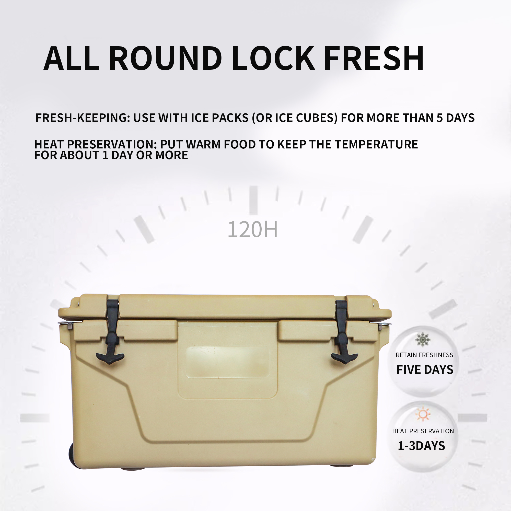 Caja de Hielo en Color Khaki 65QT para Camping y Pesca — imagen 4