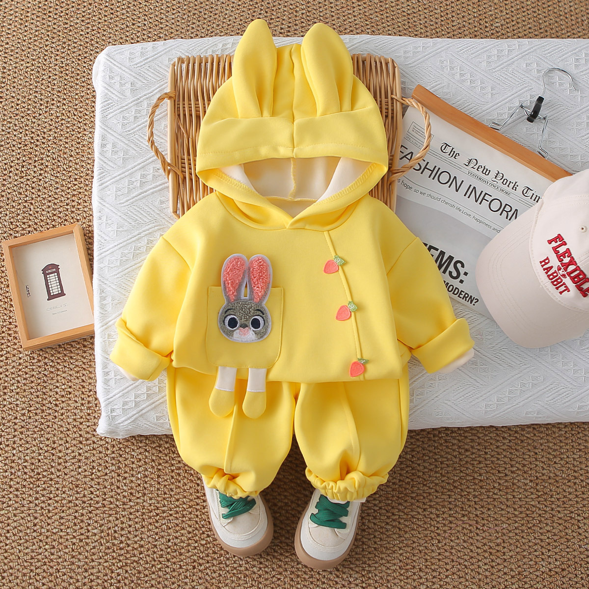 Girls Rabbit Patch Hoodie Two-Piece Set Spring Autumn 0-4 Years Old — image 1