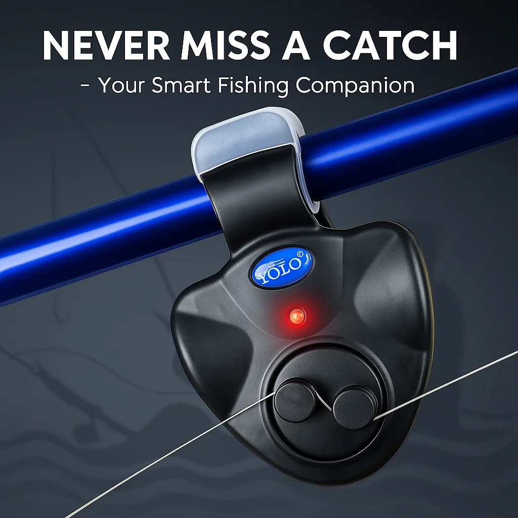 Alarma de Mordida para Pesca Equipo de Acampada Alarma Electrónica con Silbato Intenso Indicador Día y Noche Con Pilas