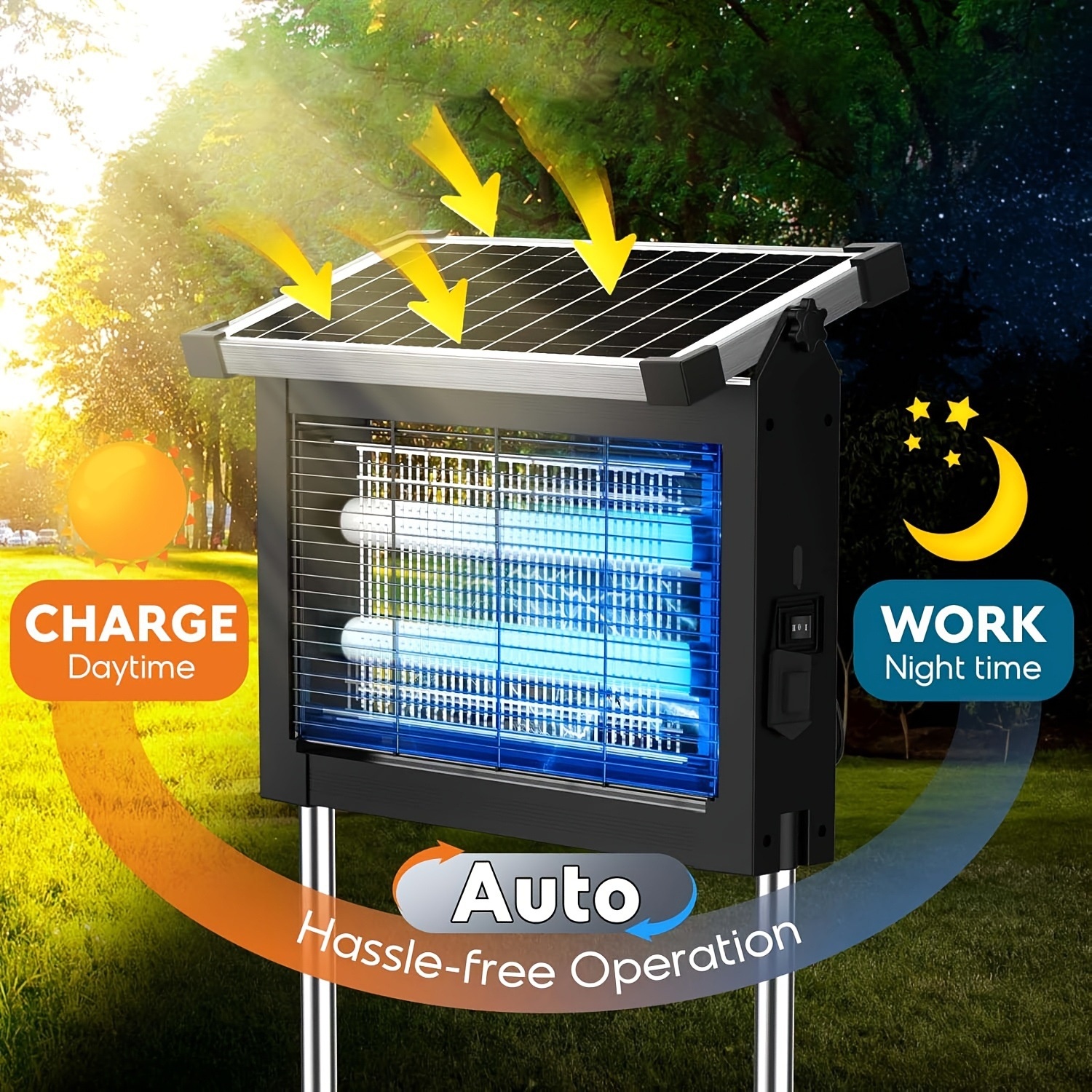 Solar Powered Bug Zapper Outdoor Zechuan Bug Zapper 4500V — image 1