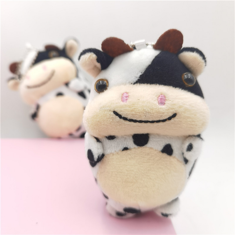 Cute Little Cow Plush Pendant Bag Key Accessories Toy Black And White Spotted Cow Souvenir Pendant — image 4