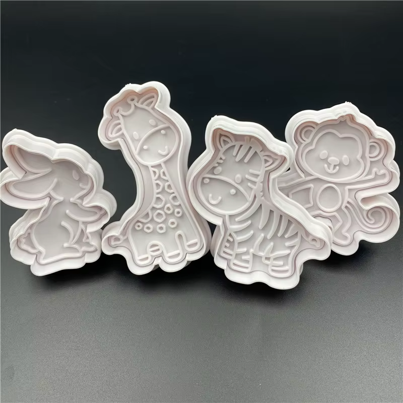 4Pcs/Set Rabbit Monkey Plastic Biscuit Mold DIY Kitchen Cake Decorating Tools Cookie Cutter Stamp Fondant Embosser Die — image 1