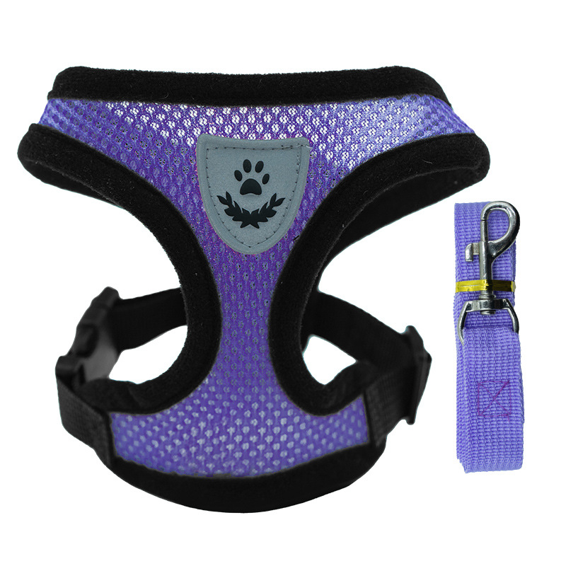 Adjustable pet harness set (small dogs/cats): vest, collar, leash. Fits French Bulldogs, Chihuahuas, etc — image 3