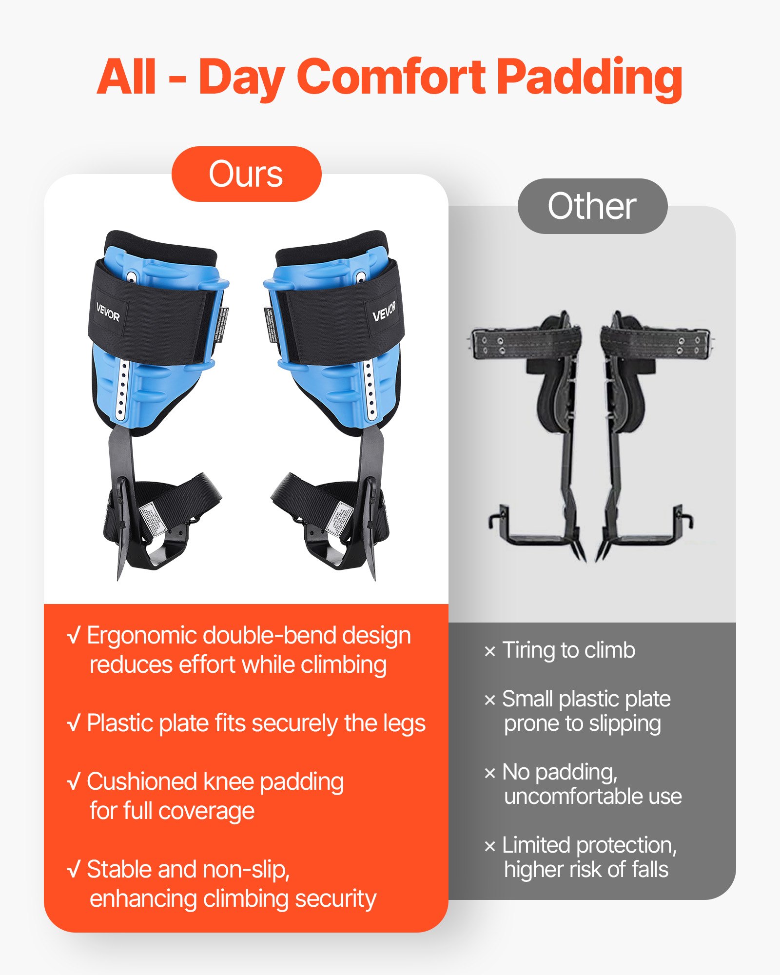 Tree Climbing Spikes, Height-Adjustable Tree Climbing Gear With Straps & Padding Cushion, 350 Lbs Load Capacity, Heavy Duty Steel Climb Spurs Arborist Equipment For Fruit Picking Hunting — imagen 2