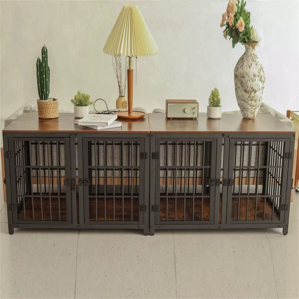 Caja de Perro Ultra Espesa con Partición Removible y 4 Puertas para 2 Pequeños o 1 Medio Grande — imagen 2