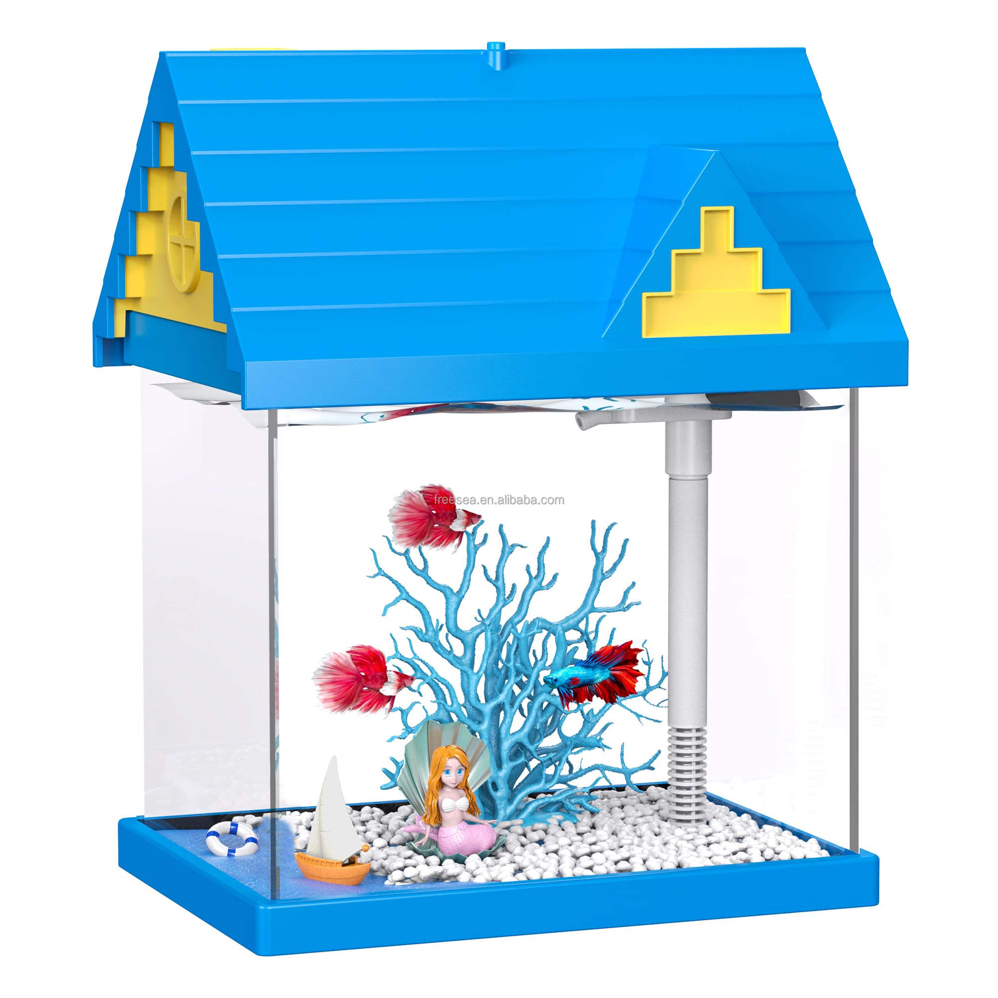Tanque de Acuario de 2 galones de Acetato Libre, Equipoado con Filtración y Iluminación, Adecuado para Camarones, Medusas, y Peces Dorados, Ideal para Habitaciones Infantiles — imagen 1