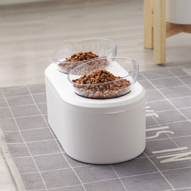 Multifunctional Pet Double Bowl Cat Bowl Dog Bowl Grain Storage Neck Guard Oblique Mouth Double Bowl Pet Food Bowl — image 4