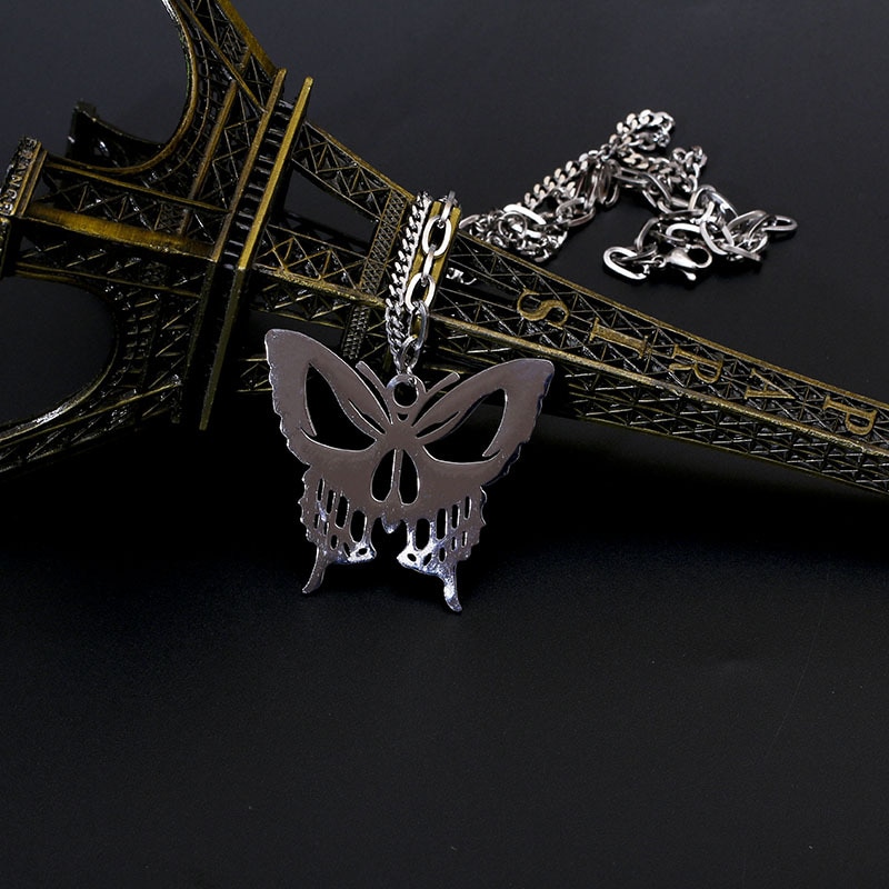 Fashion gothic style neck necklace butterfly suspension pendant men and women couple women necklace jewelry accessories — image 3