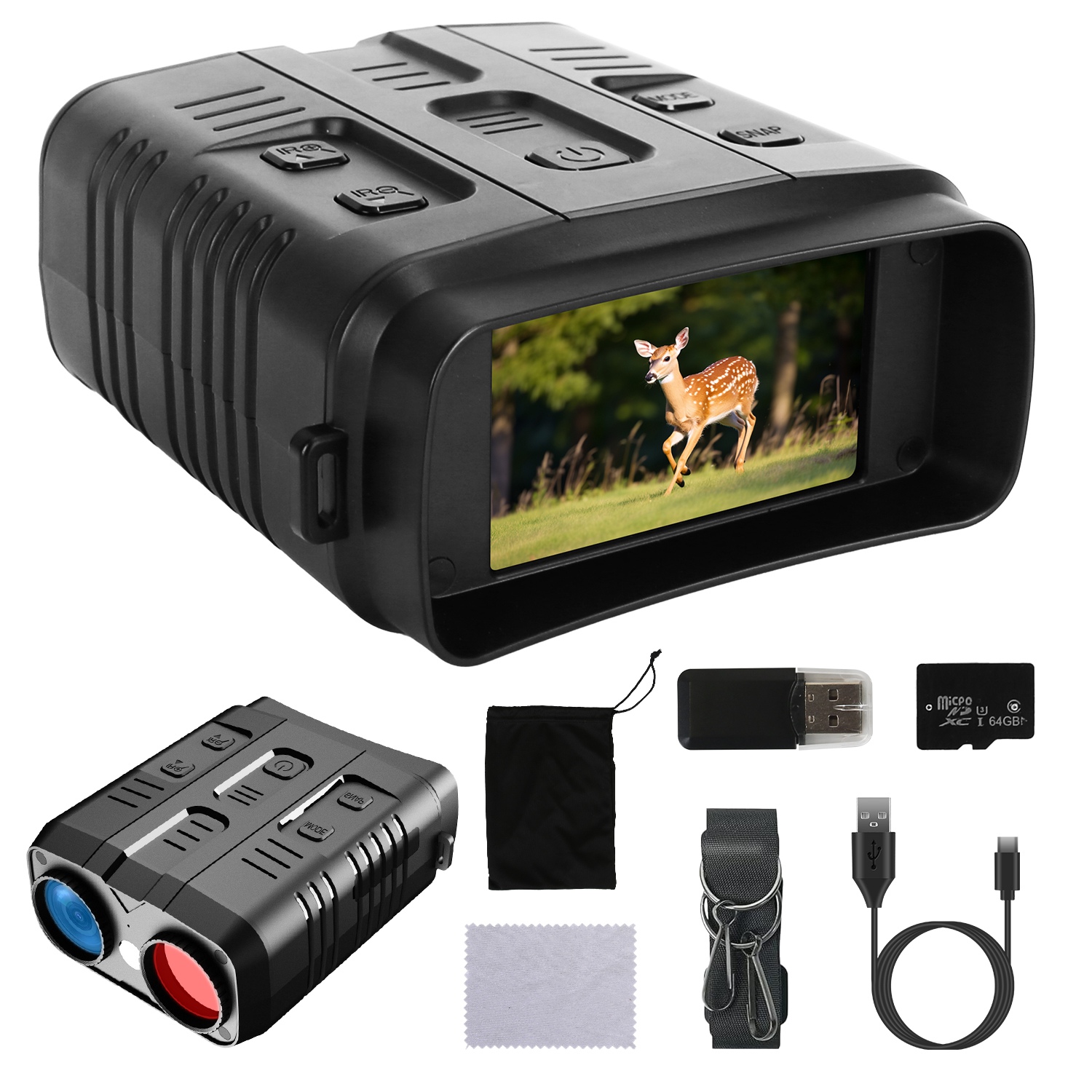 Gafas de Visión Nocturna 4K Binoculares a Todo Color con Zoom 10X, Alcance de Visión de 2624ft, Pantalla de 3in, Tarjeta MMC de 64G, Control por App WIFI, Guarda Fotos y Video, Ideal para Camping, Caza y Seguridad — imagen 10