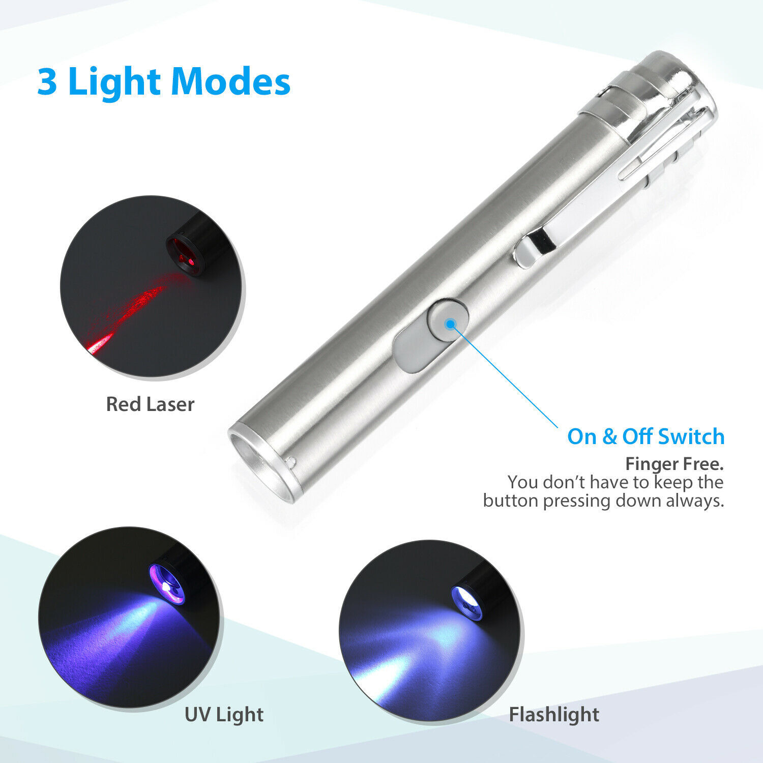 2PCS USB Rechargeable Red Laser Pointer Pen Cat Dog Toys LED Flashlight UV Light — image 23
