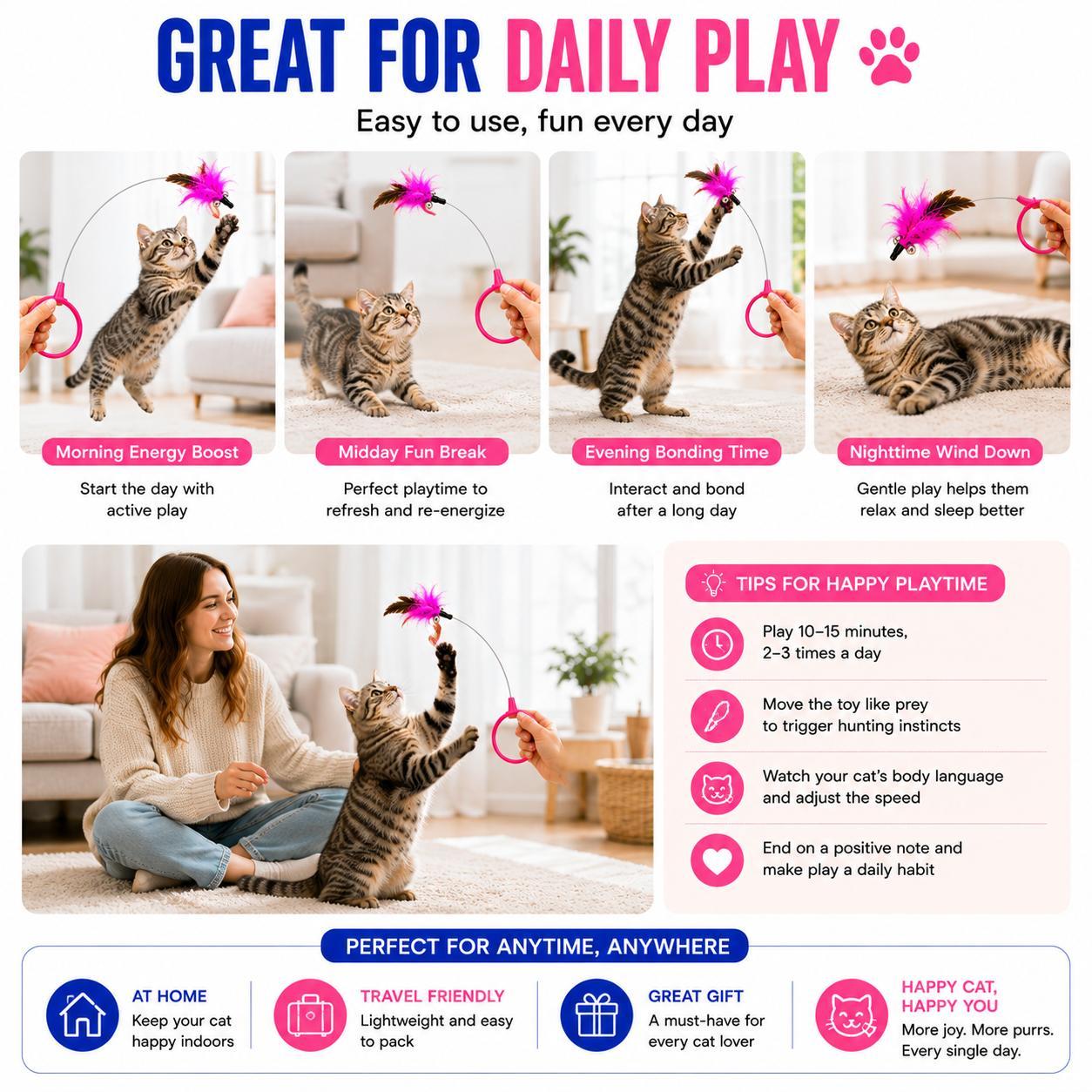 Wearable Cat Feather Collar Toy Interactive Neck-Worn Cat Teaser Automatic Exercise Toy Boosts Pet Activity Levels — image 3
