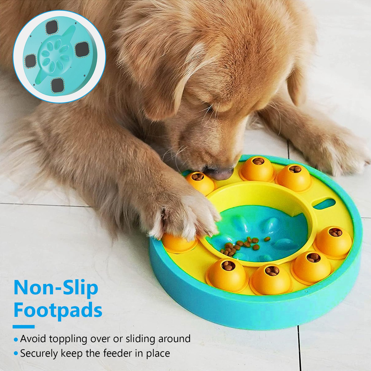 Comedero Rompecabezas para Perros, Tazón de Alimentación Lenta, Juguete Interactivo Dispensador de Premios para Entrenamiento de Inteligencia y Enriquecimiento Mental, para Perros y Gatos Pequeños, Medianos y Grandes — imagen 3
