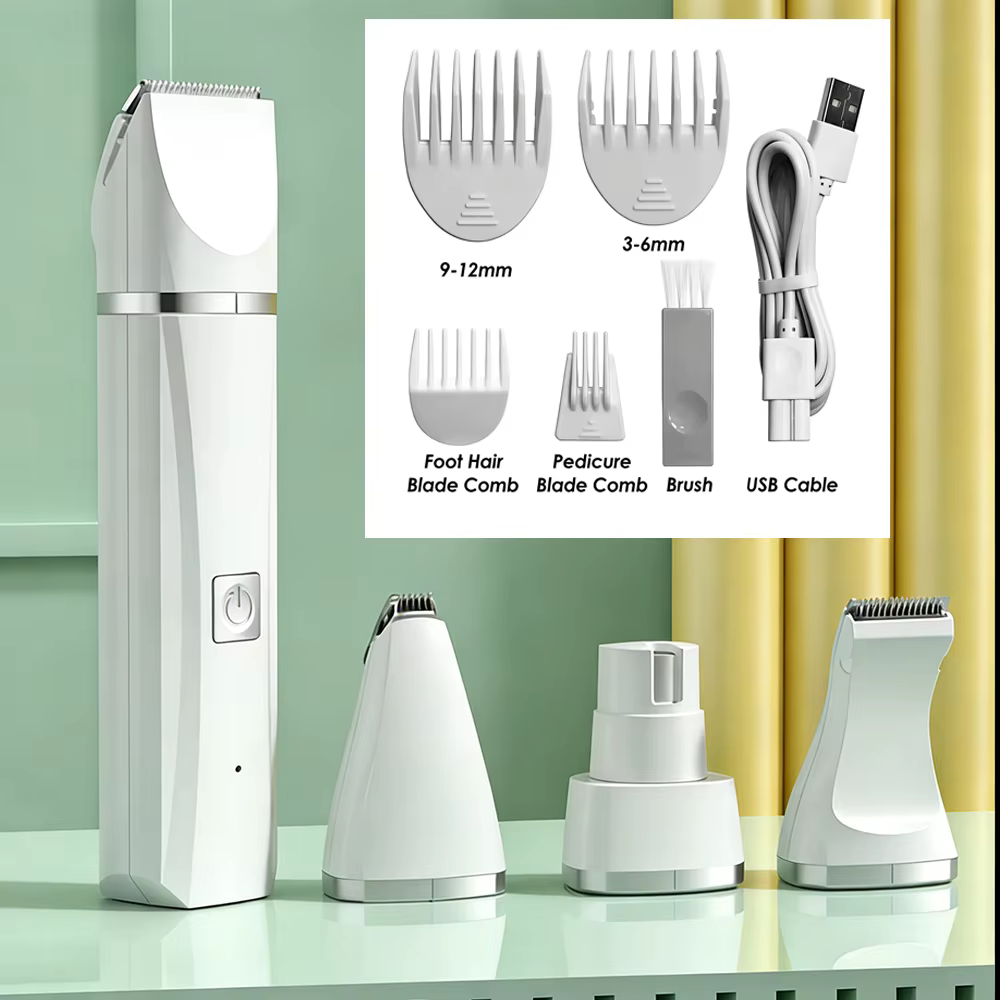 4-In-1 Pet Grooming Care Set 4 Different Blades Dog Trimmer Low Noise Pet Clippers Rechargeable Cordless Safe Pet Hair Shaver — image 5