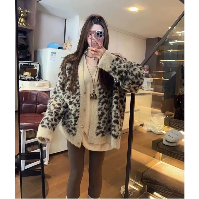 Leopard print cardigan loose sweater — image 3