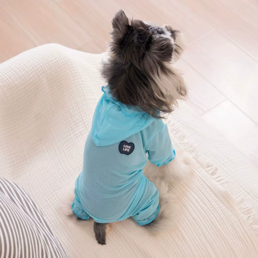 Pet Outfits Breathable Mesh Dog Cooling Clothing Soft Hooded Dog Pajamas Full Body Pet Apparel Spring Summer — image 4