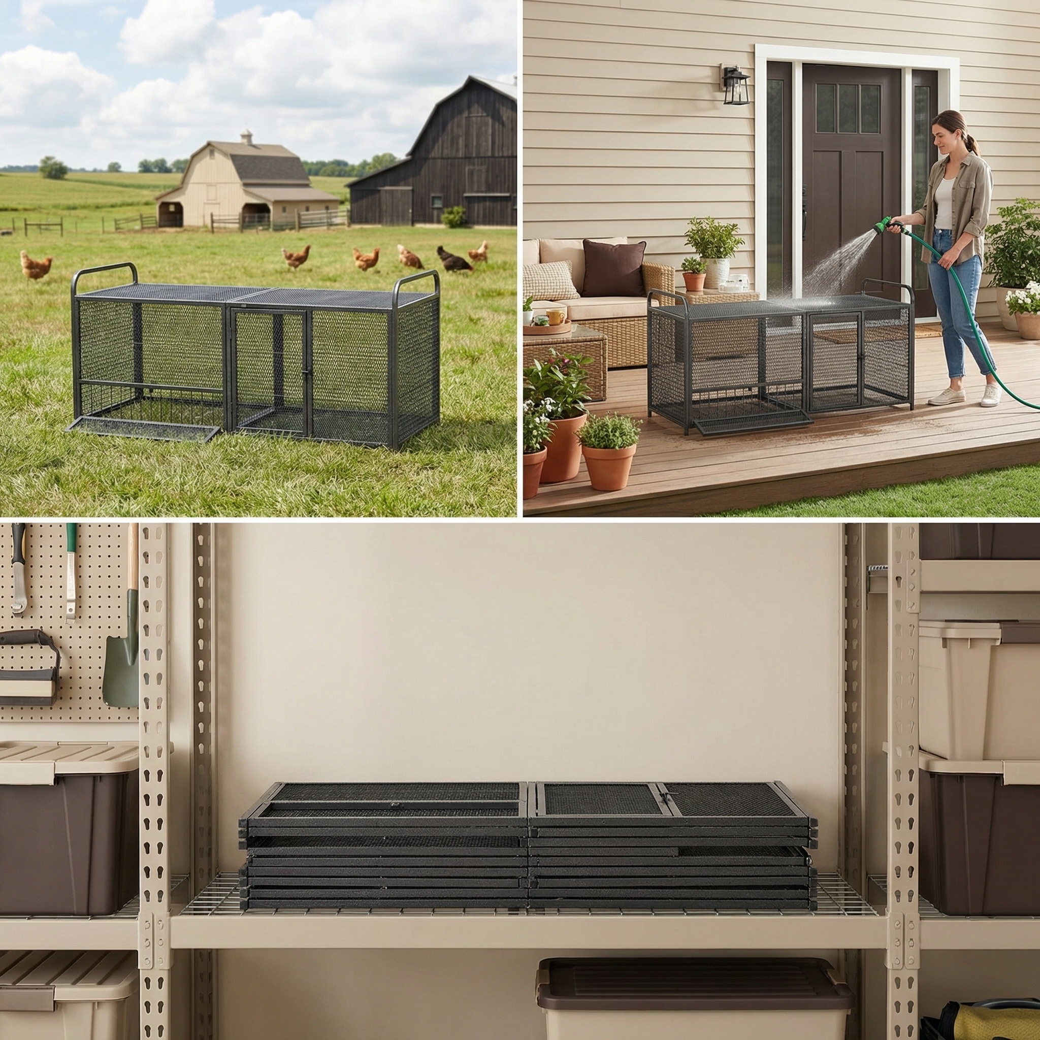 Caja de Pollos Metálica para Reproducción de 63 Pulgadas, Coop Duradera para Gallinas con Espacio Amplio, Cuna para Pájaros y Conejillos — imagen 2