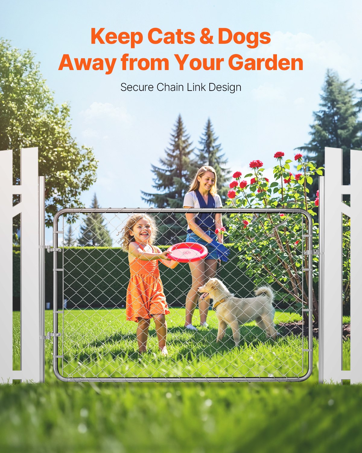 Chain Link Fence Gate, 72 X 48 In, Adjustable Chain Link Fence Panel, Fit 2.2-6 Ft (W) X 6 Ft (H) Garden Fence Gate Opening, Rust-Resistant Galvanized Fencing Gate For Farm, Posts Not Included — imagen 4