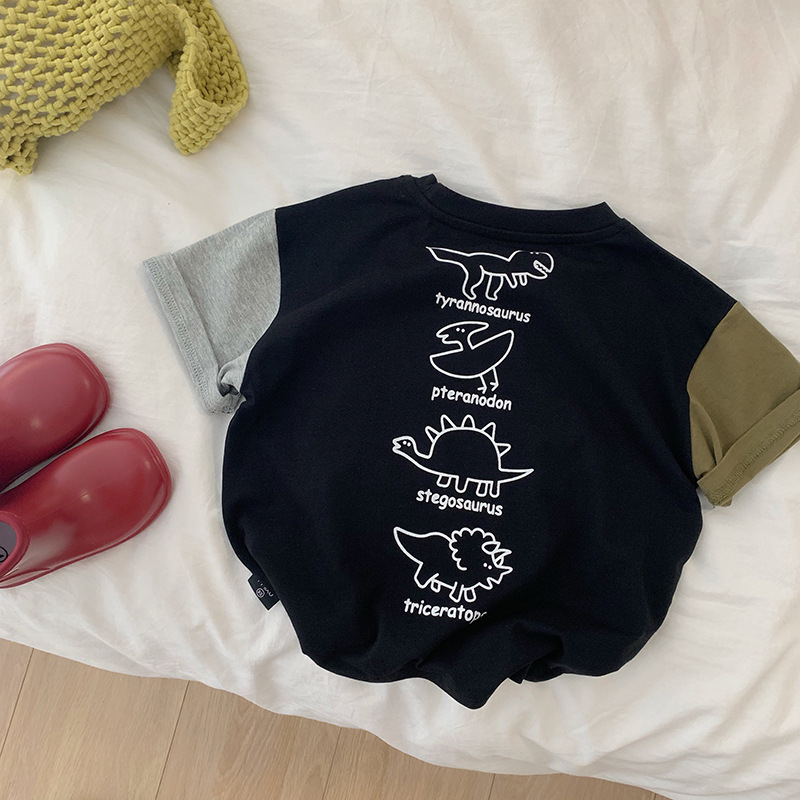 Camiseta de niño con dinosaurio colorido en bloque para chicos — imagen 3