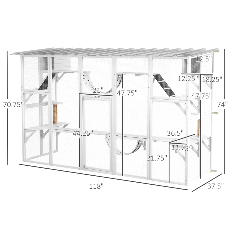 Cat Window Box, Large Catio With Shelves & Bridges, Outside Enclosure For Multiple Cats — imagen 1