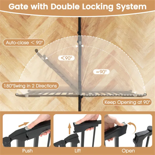 Puerta de Seguridad Expansible 6 Panel (34,5"-154") con Rotación 270° para Barra de Chimenea Pasamanos y Puertas - Negro — imagen 5