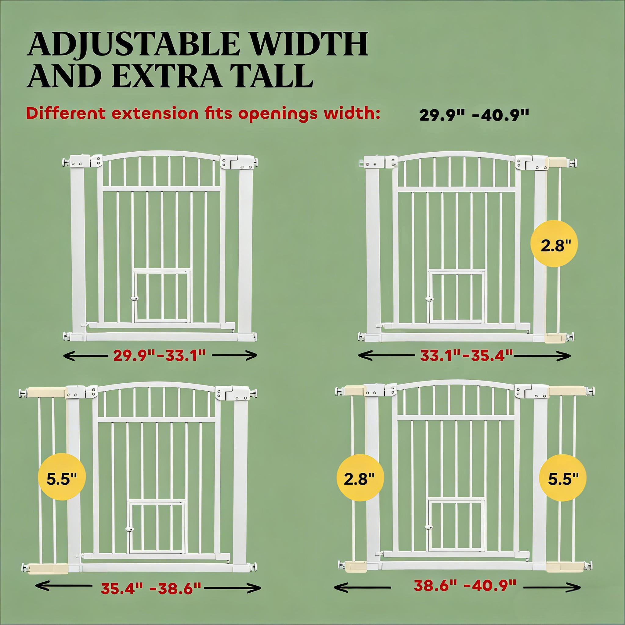 Pet Gate, Extra Wide Walk Through Dog Gate w/ Cat Door — image 8