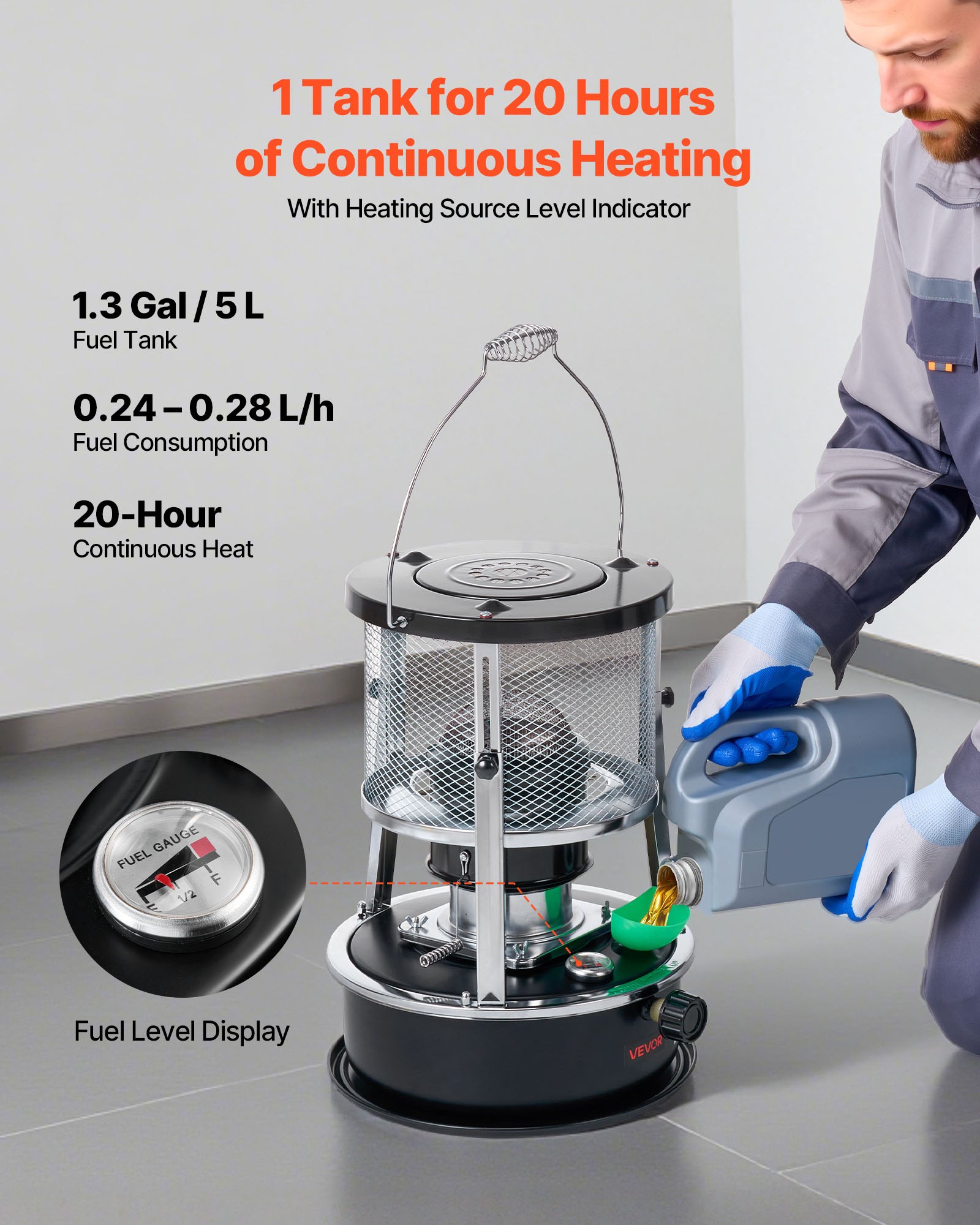 Calentador y Estufa Portátil de Queroseno de 9000 BTU, 2 en 1, Calentador No Eléctrico para Interior y Exterior con Altura y Llama Ajustables, Fácil de Guardar, para Camping, Caza, Cocina, Hogar, Garaje, Negro — imagen 4