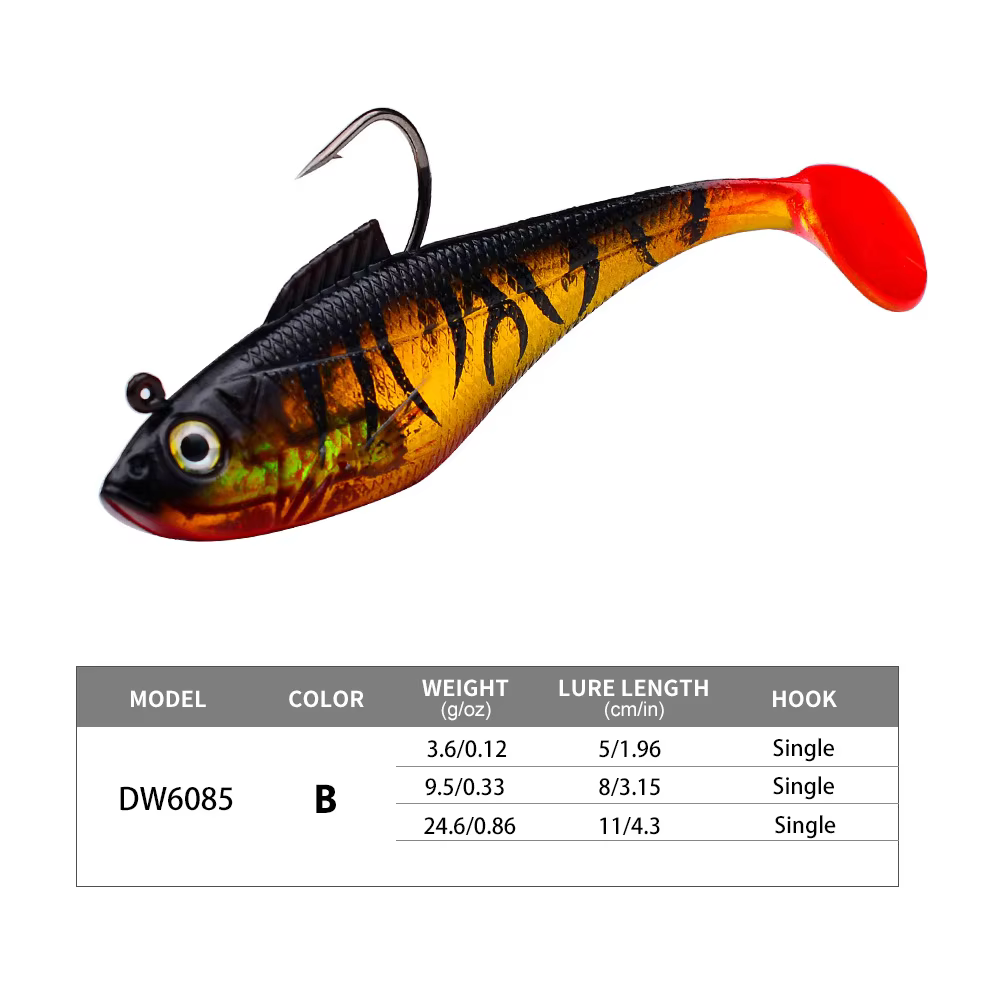 3Pcs Fishing Lure Jig Hook Silicone Soft Bait Set Swimbait 3.6g 9.5g 24.6g Artificial Rubber Baits for Pike Bass — imagen 6