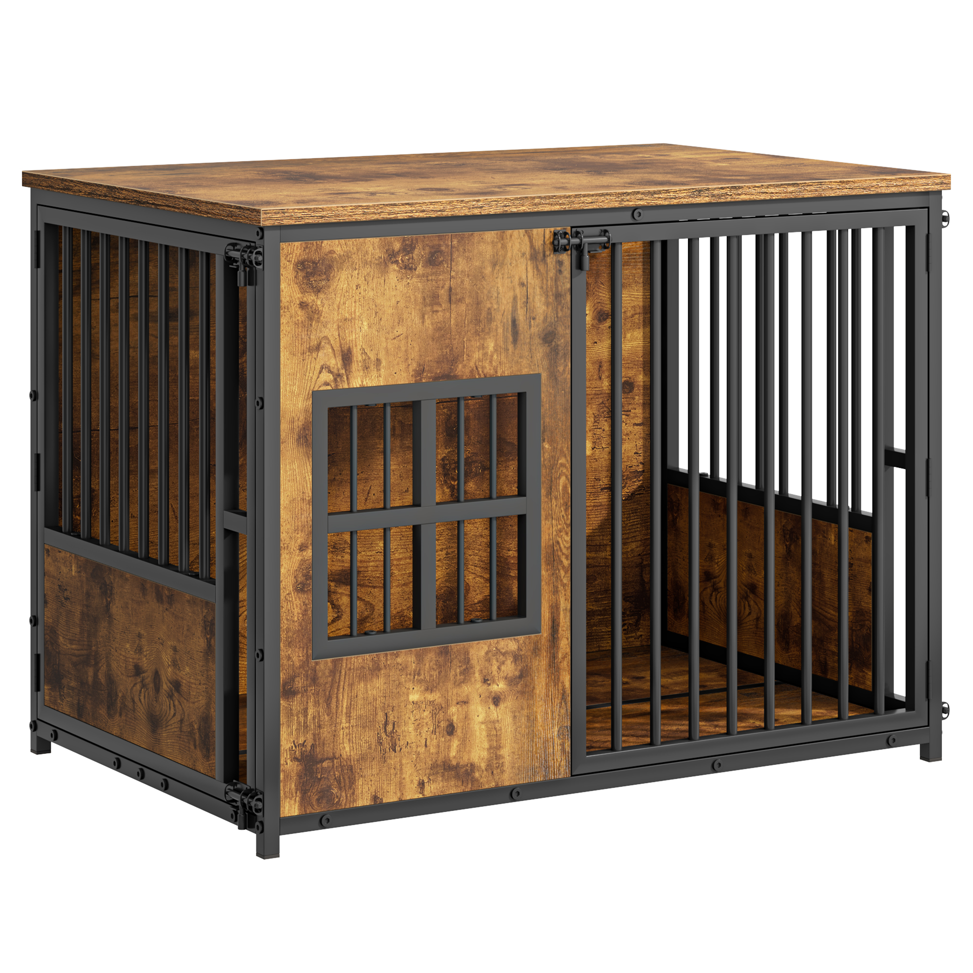 Wooden Dog Crate Furniture, Large Dog Kennel with Storage Top, Indoor Pet Cage — image 16