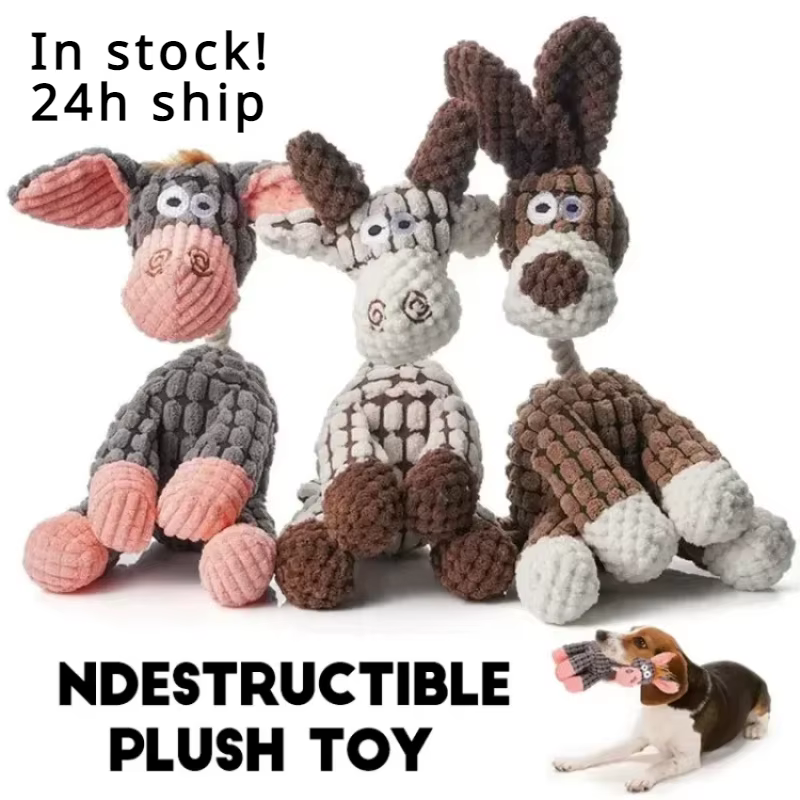 Peluche Juguetes de Mordisqueo Interactivos para Perros Pequeños con Diseño Burro Adorables Sonido Escandaloso para Entrenamiento y Estimulación Mental — imagen 2