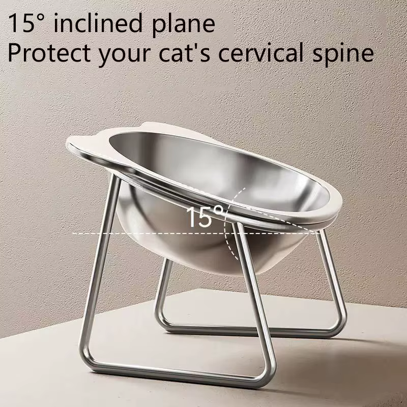 BOOTEELY Tilted Cat Bowl Stainless Steel Cat Food Bowls with Metal Stand Food and Water Dish for Cats Kitten Puppies Feeders Cat Supplies — image 5